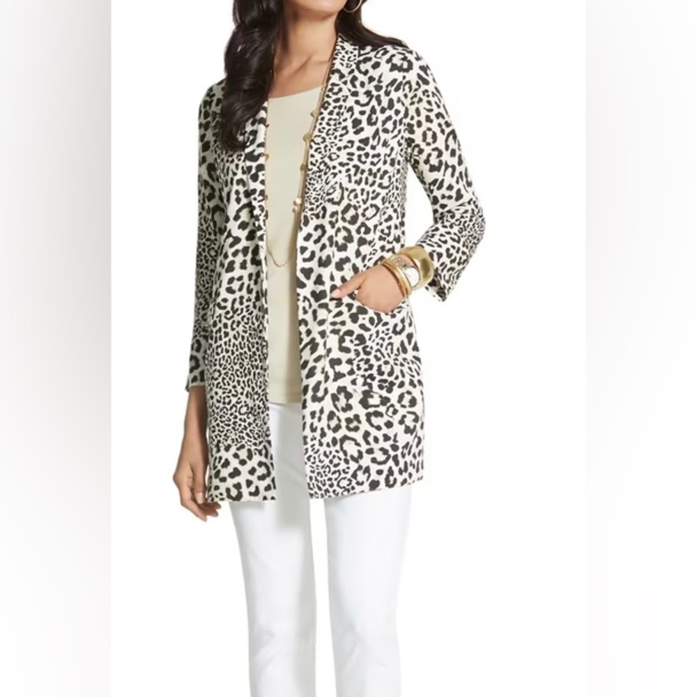 *sold* Women’s Chicos Duster Leopard Print Size 1 High Quality Soft And Chic